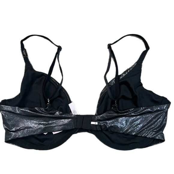 Victorias Secret Body Supersoft Metallic Unlined Plunge bra dark gray 36C - Picture 3 of 4